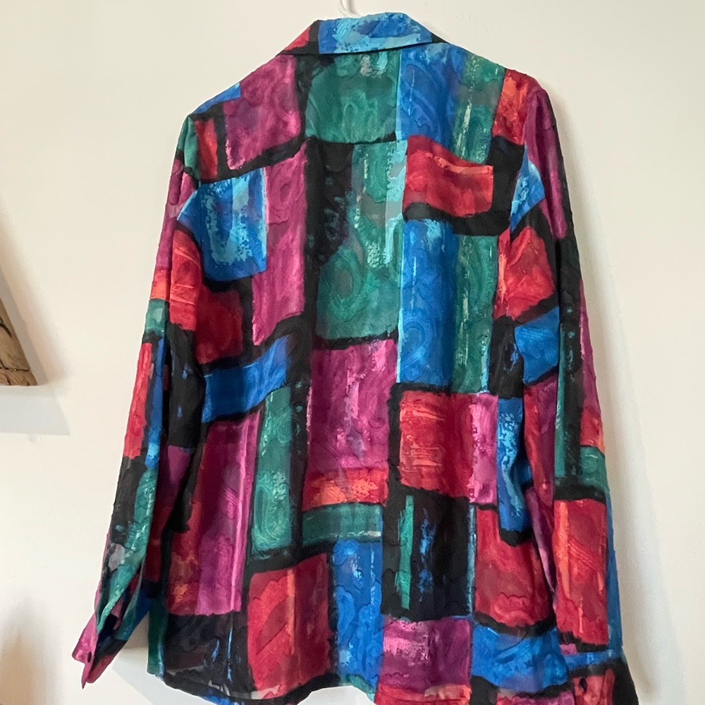 C.l.o.t.h.e.s. By Talbots Multicolor Abstract Button Down Shirt colorful - Picture 7 of 7